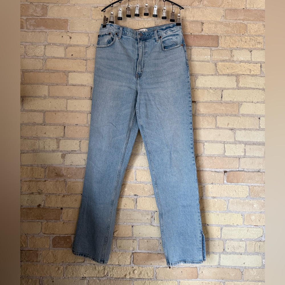 Abercrombie & Fitch Blue Straight Leg Vent Hem Jeans